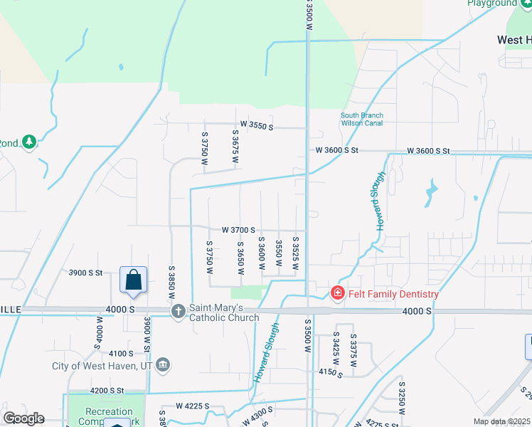 map of restaurants, bars, coffee shops, grocery stores, and more near 3672 South 3600 West in West Haven