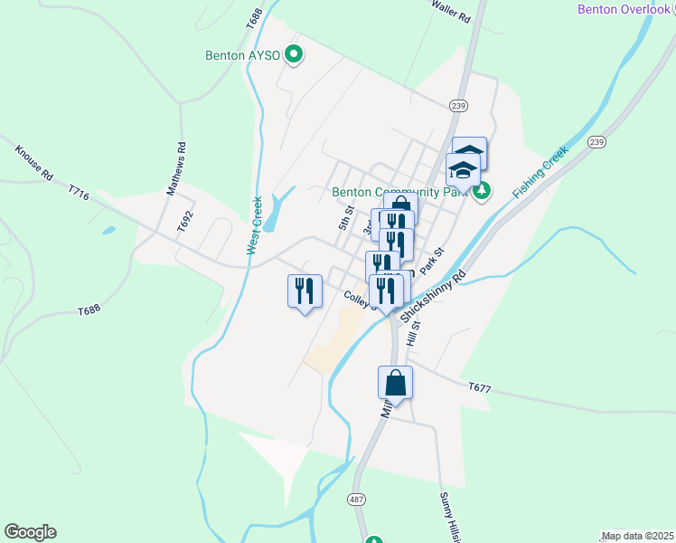 map of restaurants, bars, coffee shops, grocery stores, and more near 40 3rd Street in Benton