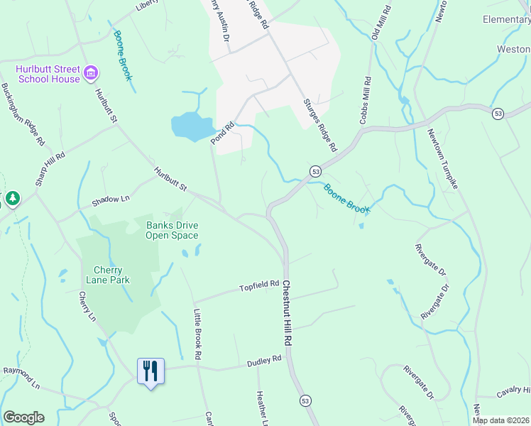 map of restaurants, bars, coffee shops, grocery stores, and more near 35 Cedar Road in Wilton