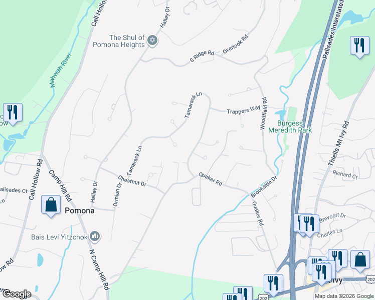 map of restaurants, bars, coffee shops, grocery stores, and more near 68 Tamarack Lane in Pomona
