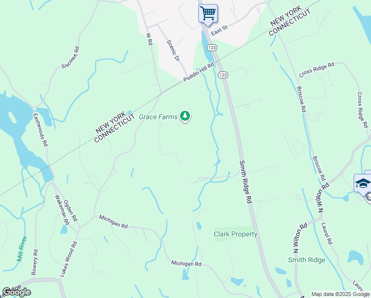 map of restaurants, bars, coffee shops, grocery stores, and more near 365 Lukes Wood Road in New Canaan