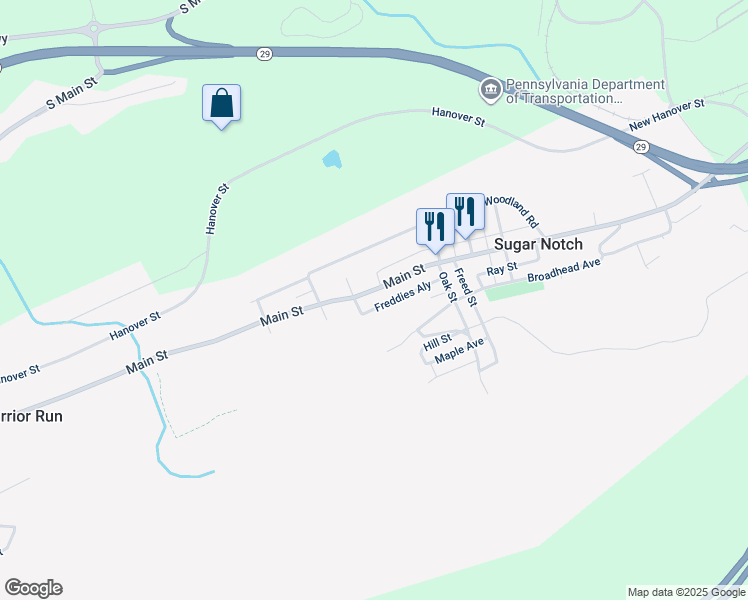 map of restaurants, bars, coffee shops, grocery stores, and more near 802 Main Street in Sugar Notch
