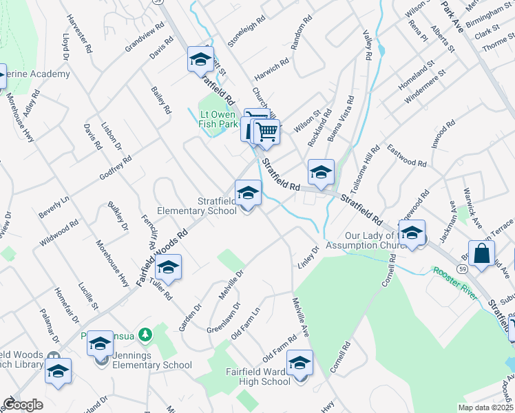 map of restaurants, bars, coffee shops, grocery stores, and more near 1407 Melville Avenue in Fairfield