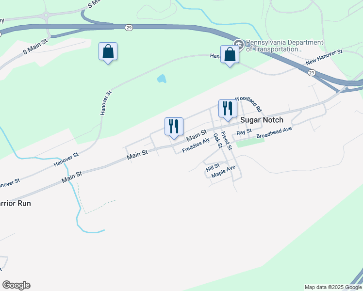 map of restaurants, bars, coffee shops, grocery stores, and more near 802 Main Street in Sugar Notch