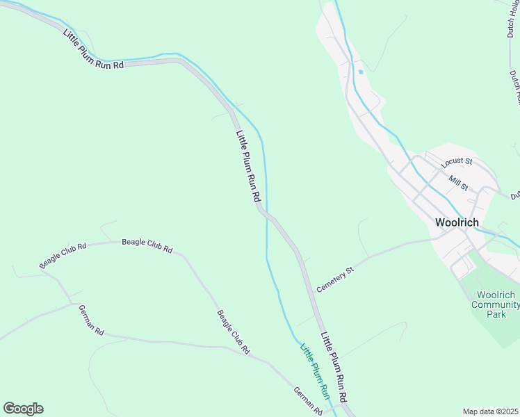 map of restaurants, bars, coffee shops, grocery stores, and more near Little Plum Run Road in Clinton County