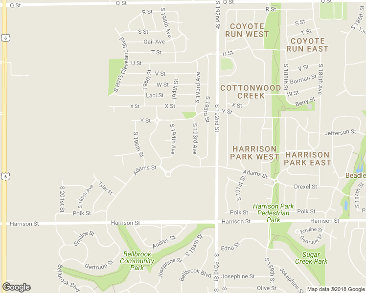 map of restaurants, bars, coffee shops, grocery stores, and more near 19498 Adams Street in Omaha