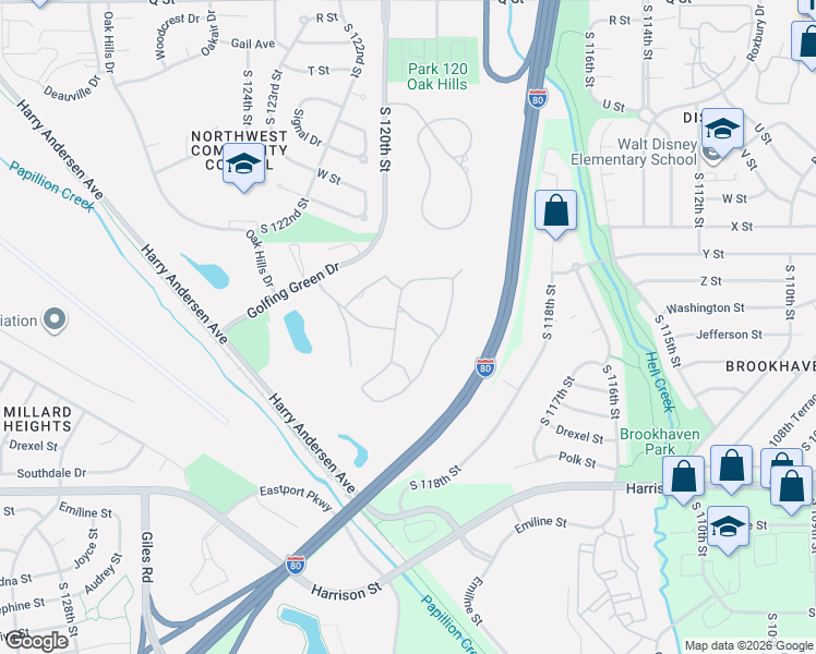 map of restaurants, bars, coffee shops, grocery stores, and more near 11808 Jefferson Plaza in Omaha