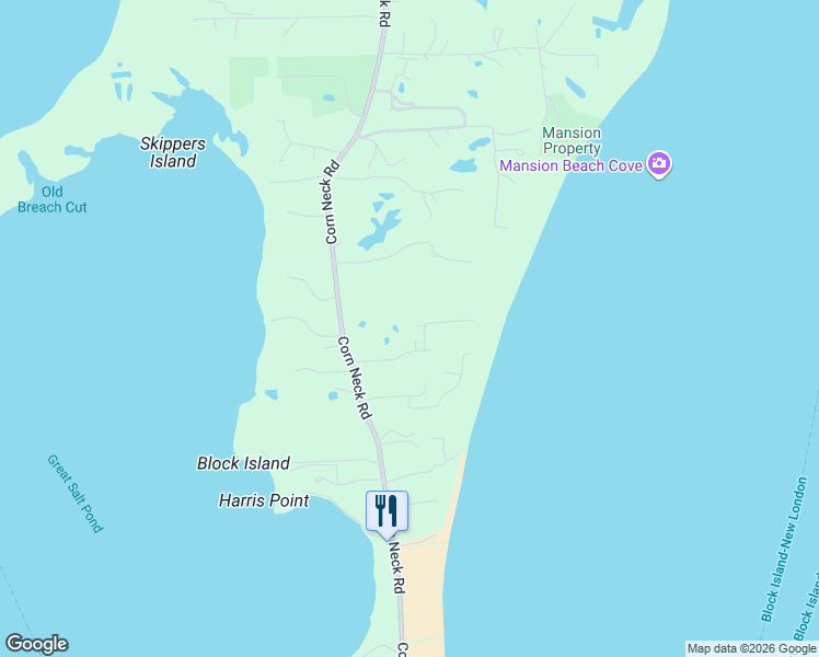 map of restaurants, bars, coffee shops, grocery stores, and more near 1713 Corn Neck Road in New Shoreham