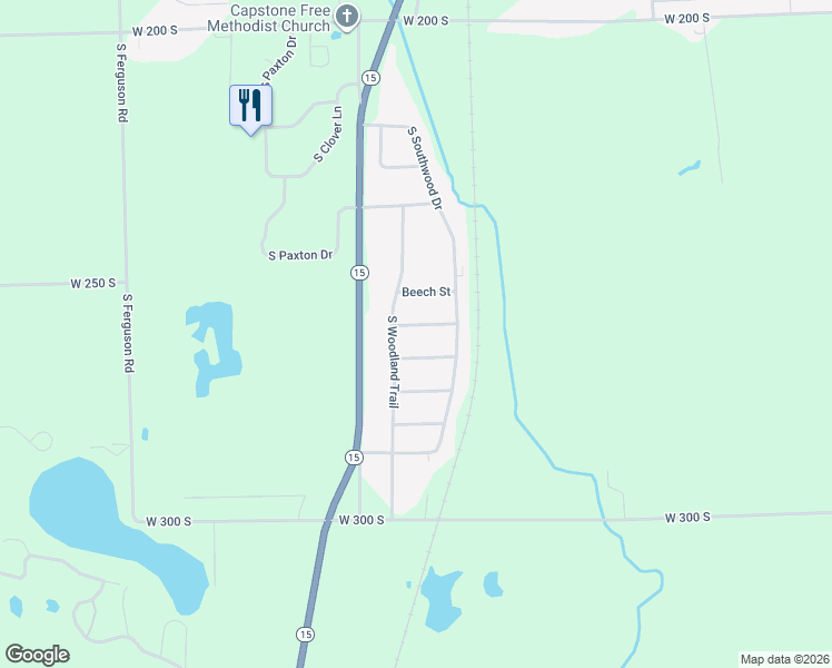 map of restaurants, bars, coffee shops, grocery stores, and more near 1383 Oakdale Street in Warsaw
