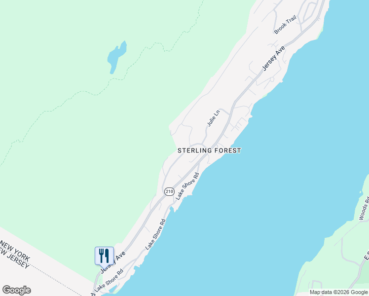 map of restaurants, bars, coffee shops, grocery stores, and more near 59 Furnace Trail in Greenwood Lake