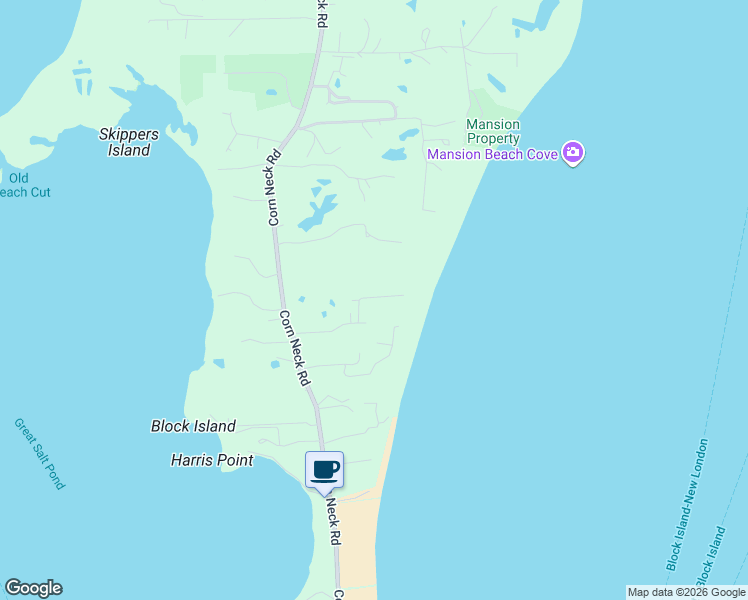 map of restaurants, bars, coffee shops, grocery stores, and more near 1722 Corn Neck Road in New Shoreham