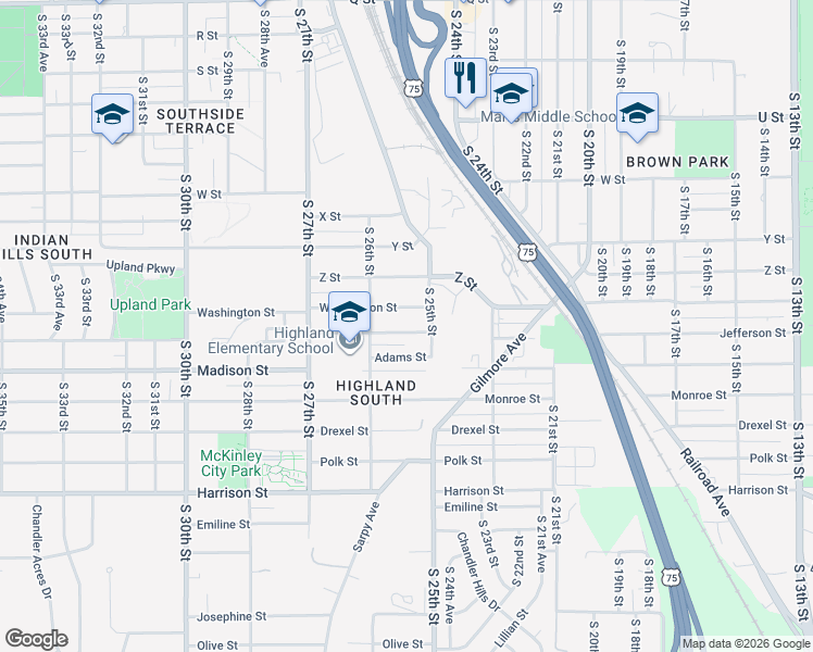 map of restaurants, bars, coffee shops, grocery stores, and more near 2518 Jefferson Street in Omaha