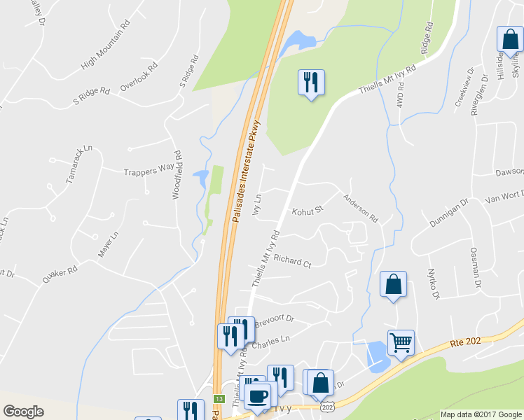 map of restaurants, bars, coffee shops, grocery stores, and more near 31 Ivy Lane in Pomona