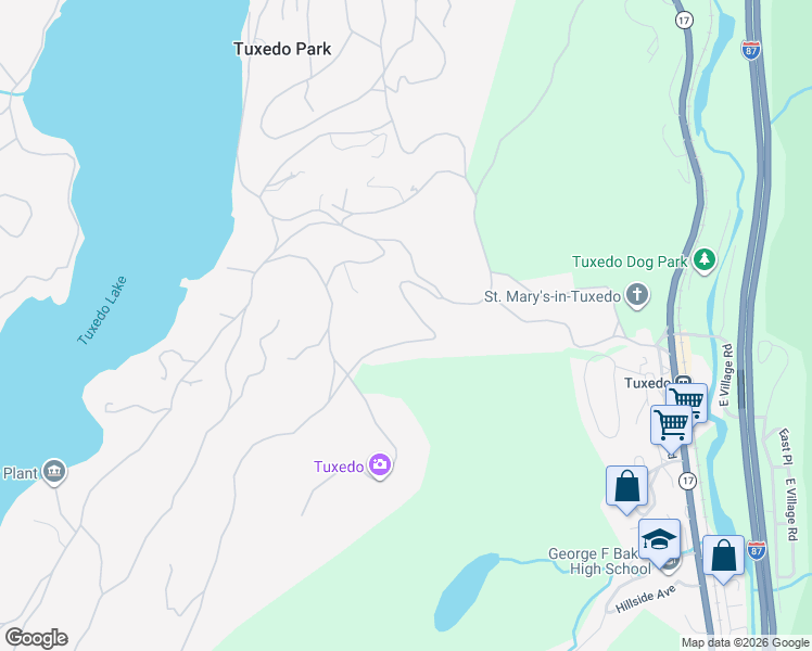 map of restaurants, bars, coffee shops, grocery stores, and more near 40 Pine Road in Tuxedo Park