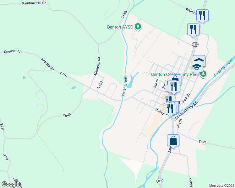 map of restaurants, bars, coffee shops, grocery stores, and more near 20 Bailey Park Drive in Benton