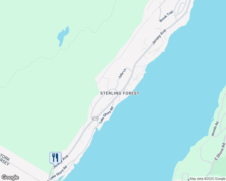 map of restaurants, bars, coffee shops, grocery stores, and more near 80 Furnace Trail in Greenwood Lake
