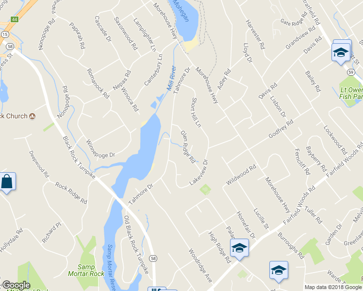 map of restaurants, bars, coffee shops, grocery stores, and more near 238 Glen Ridge Road in Fairfield