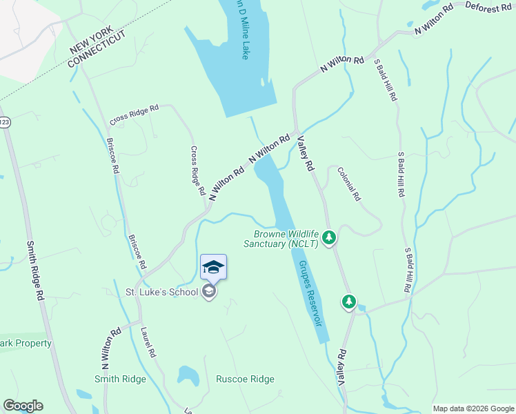 map of restaurants, bars, coffee shops, grocery stores, and more near 533 North Wilton Road in New Canaan