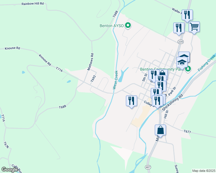 map of restaurants, bars, coffee shops, grocery stores, and more near 20 Bailey Park Drive in Benton