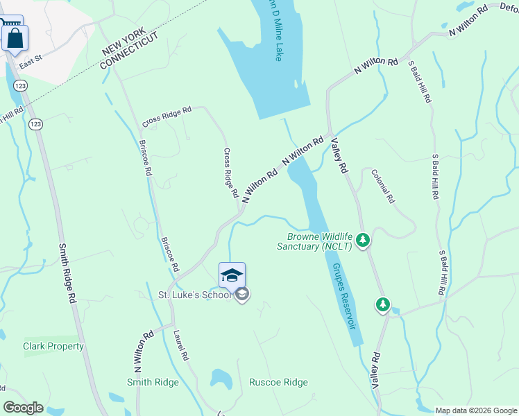 map of restaurants, bars, coffee shops, grocery stores, and more near 469 North Wilton Road in New Canaan