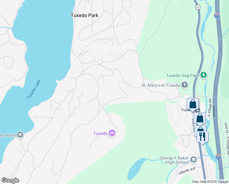 map of restaurants, bars, coffee shops, grocery stores, and more near 40 Pine Road in Tuxedo Park