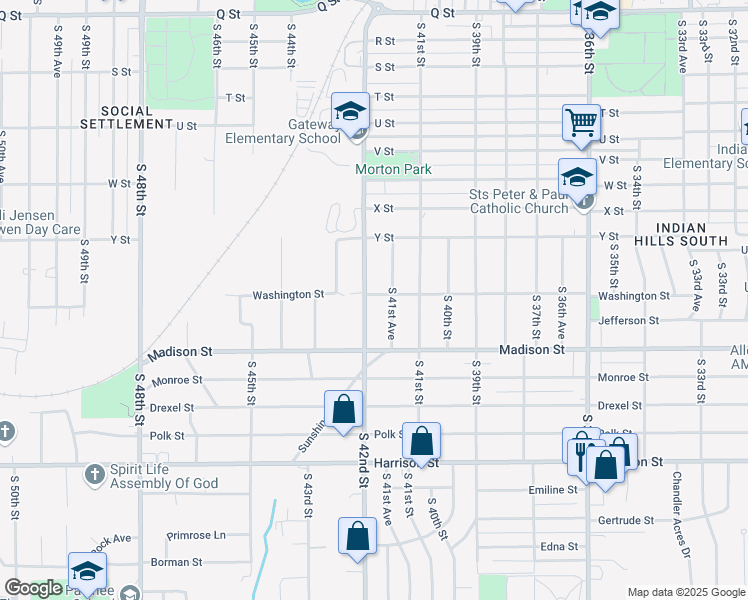 map of restaurants, bars, coffee shops, grocery stores, and more near 6210 South 41st Avenue in Omaha