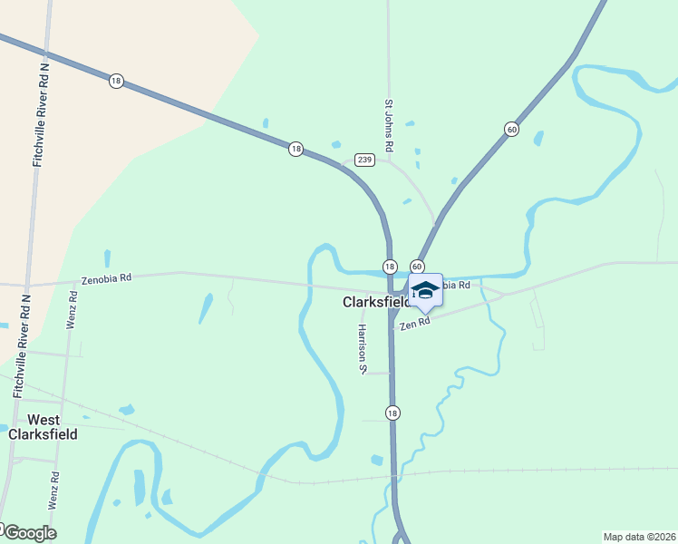 map of restaurants, bars, coffee shops, grocery stores, and more near 4912 Zenobia Road in Wakeman