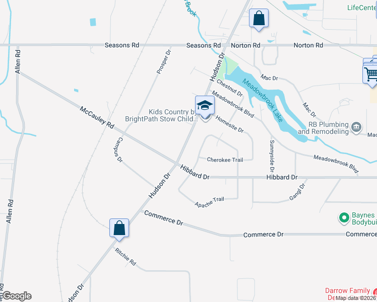 map of restaurants, bars, coffee shops, grocery stores, and more near 4843 Hudson Drive in Stow