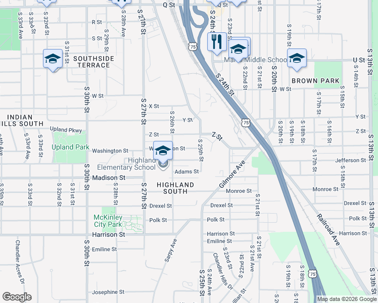 map of restaurants, bars, coffee shops, grocery stores, and more near 2518 Jefferson Street in Omaha