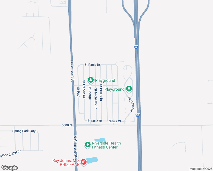 map of restaurants, bars, coffee shops, grocery stores, and more near 59 Cherry Lane in Bourbonnais