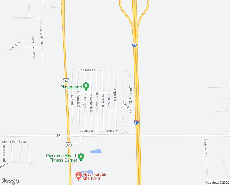map of restaurants, bars, coffee shops, grocery stores, and more near 60 Apple Lane in Bourbonnais