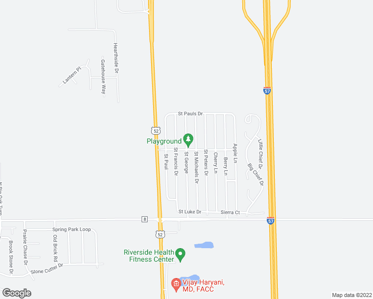 map of restaurants, bars, coffee shops, grocery stores, and more near 5000 East 6000N Road in Manteno