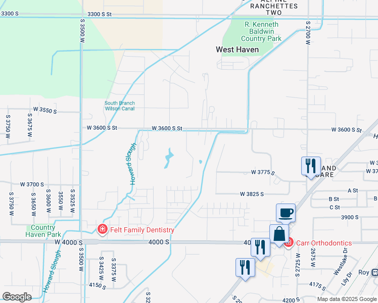 map of restaurants, bars, coffee shops, grocery stores, and more near 3634 South Macy Lane in West Haven