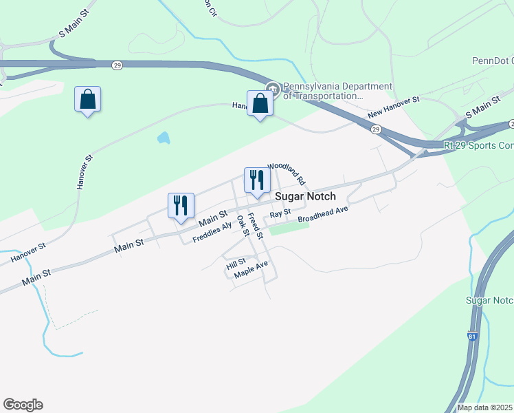 map of restaurants, bars, coffee shops, grocery stores, and more near 718 Main Street in Sugar Notch