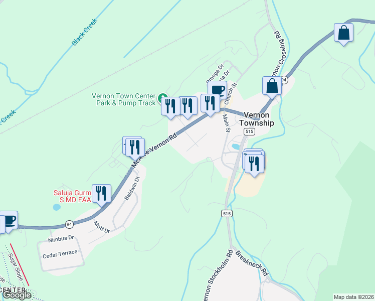map of restaurants, bars, coffee shops, grocery stores, and more near 22 Guthrie Road in Vernon Township