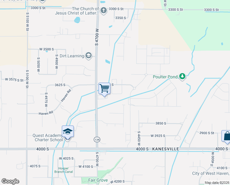 map of restaurants, bars, coffee shops, grocery stores, and more near 4616 West 3725 South in West Haven