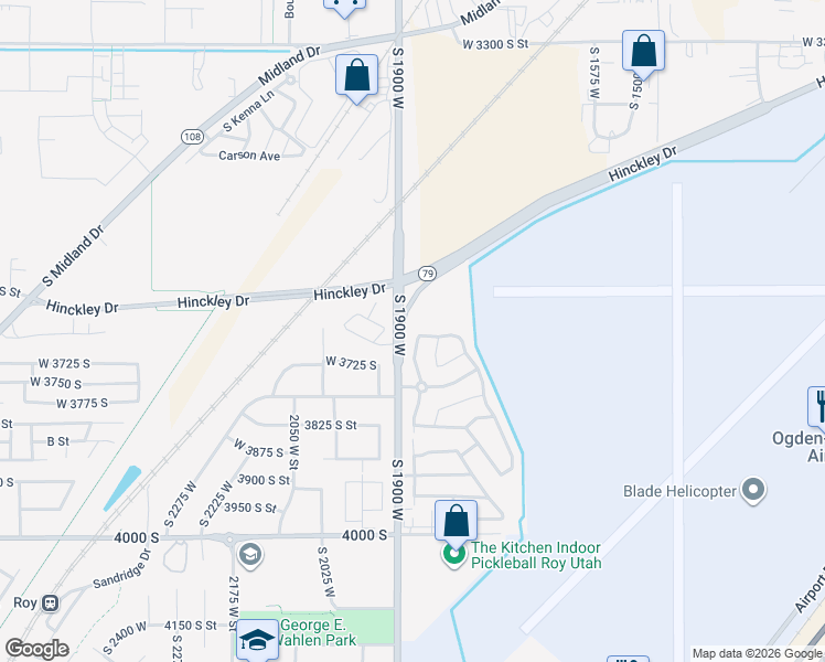 map of restaurants, bars, coffee shops, grocery stores, and more near 3800 South 1900 West in Roy