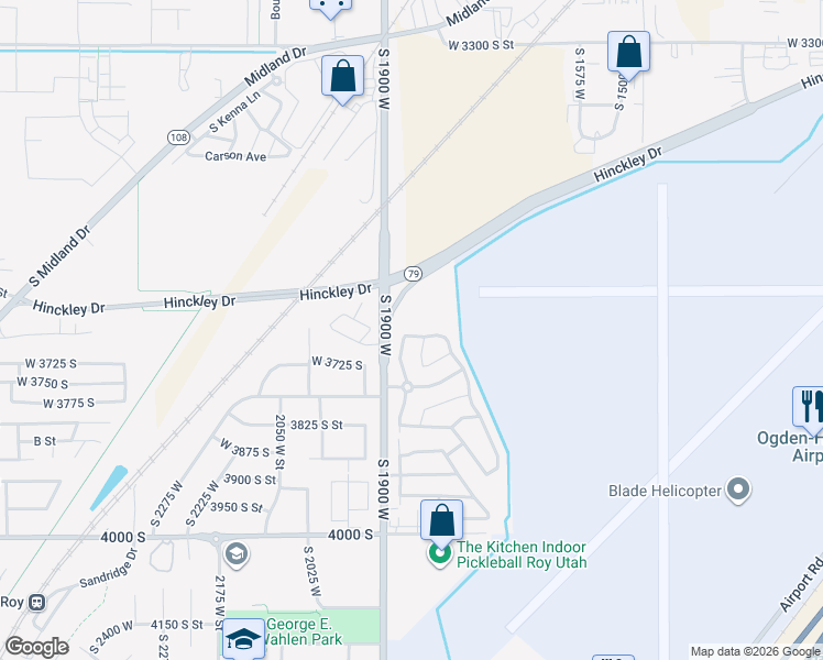 map of restaurants, bars, coffee shops, grocery stores, and more near 3800 South 1900 West in Roy