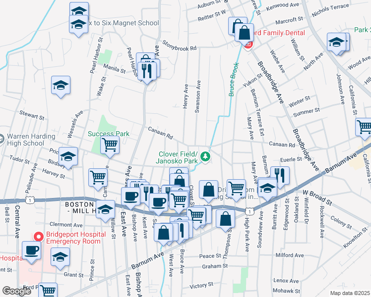 map of restaurants, bars, coffee shops, grocery stores, and more near 15 Henry Avenue in Stratford