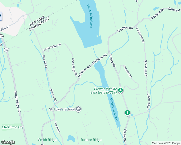 map of restaurants, bars, coffee shops, grocery stores, and more near 533 North Wilton Road in New Canaan