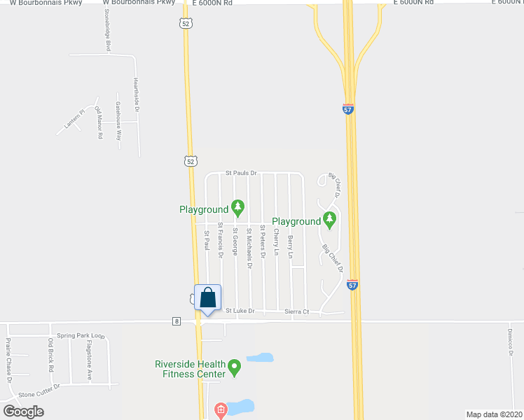 map of restaurants, bars, coffee shops, grocery stores, and more near 71 Saint Peters Drive in Bourbonnais