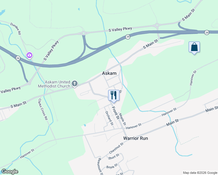 map of restaurants, bars, coffee shops, grocery stores, and more near 38 Stanley Street in Wilkes-Barre