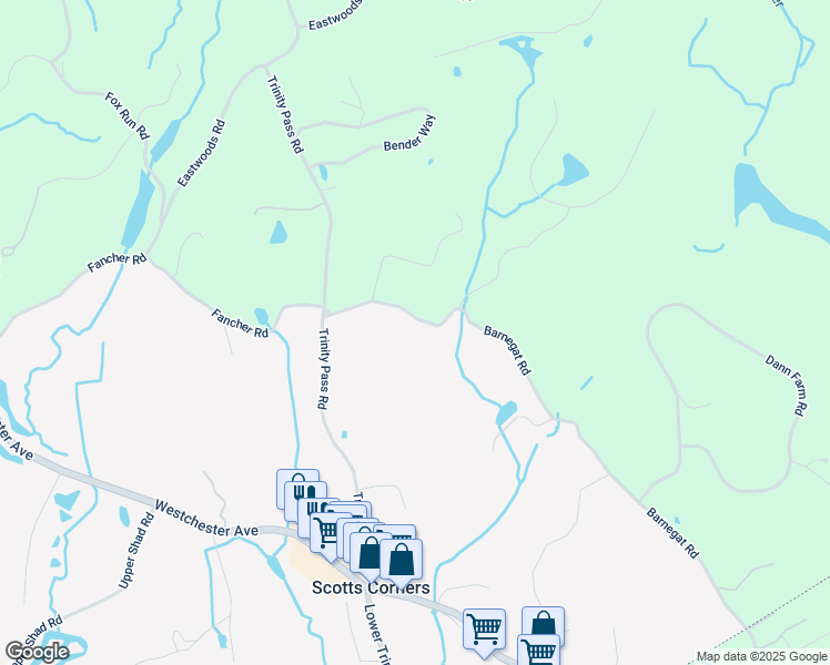 map of restaurants, bars, coffee shops, grocery stores, and more near 198 Barnegat Road in Pound Ridge