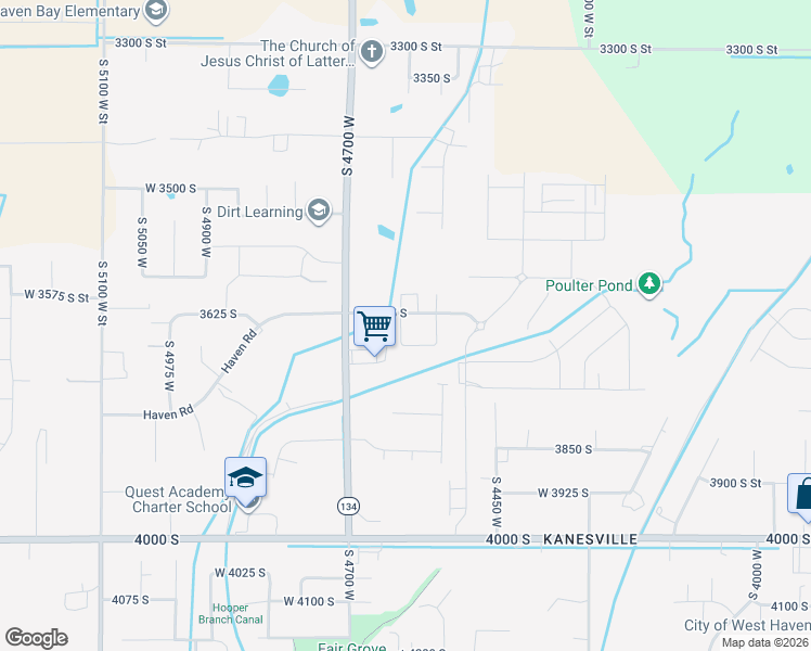 map of restaurants, bars, coffee shops, grocery stores, and more near 3690 South 4625 West in West Haven
