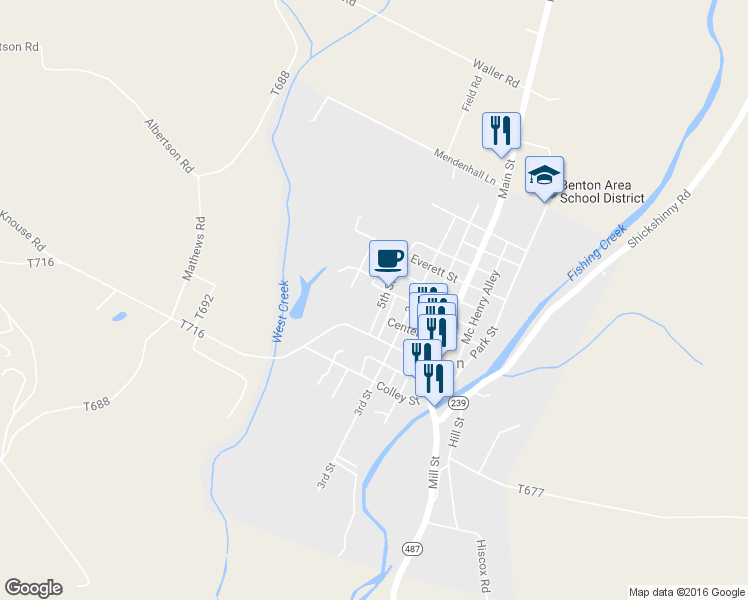 map of restaurants, bars, coffee shops, grocery stores, and more near 240 5th Street in Catawissa