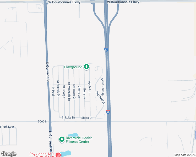 map of restaurants, bars, coffee shops, grocery stores, and more near 4 Sauk Court in Bourbonnais