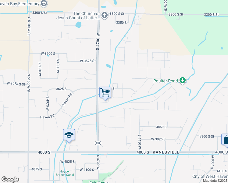 map of restaurants, bars, coffee shops, grocery stores, and more near 3686 South 4625 West in West Haven