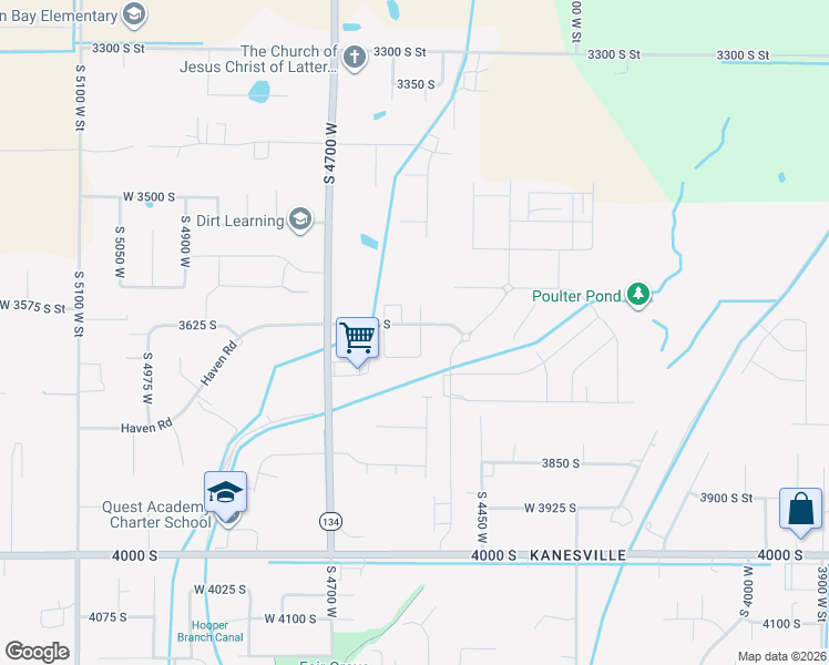 map of restaurants, bars, coffee shops, grocery stores, and more near 3683 South 4575 West in West Haven
