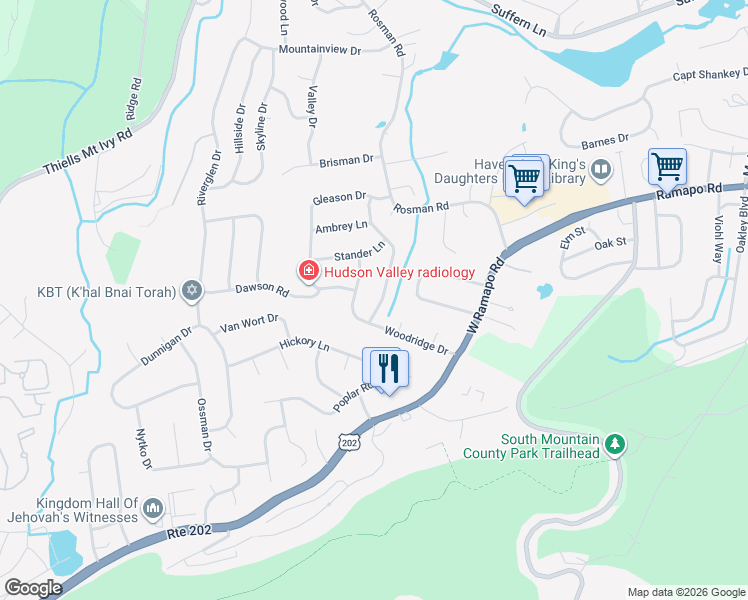map of restaurants, bars, coffee shops, grocery stores, and more near 29 Jacobs Road in Thiells