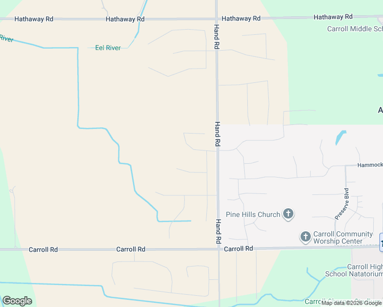 map of restaurants, bars, coffee shops, grocery stores, and more near 11921 Hand Road in Fort Wayne